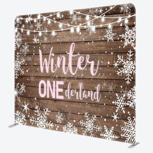 Aperturee Winter Onederland Birthday Tension Fabric Backdrop - Aperturee