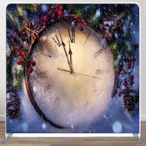 Aperturee Winter Snow Cedar Clock New Year Backdrop Cover - Aperturee
