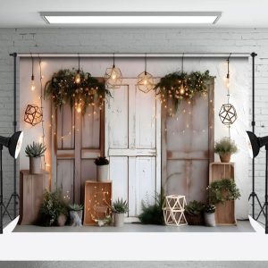 Aperturee Wood Cabin Door Boho Photography Backdrop For Studio