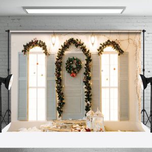 Aperturee Wreath Blinds Window Light Branches Xmas Backdrop - Aperturee