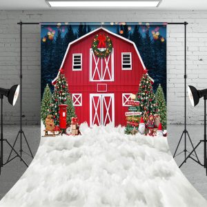 Aperturee Xmas Cowboy House Winter Nights Holiday Backdrop - Aperturee