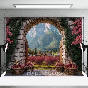 Autumn Stone Arch Orchard Paradise Photo Backdrop - Aperturee