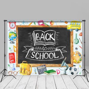 Blackboard Blue Grid Back To School Photo Backdrop - Aperturee