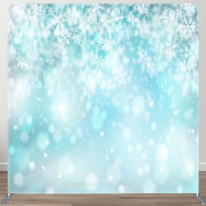 Blue Glitter Snowflake Christmas Pillow Case Backdrop - Aperturee