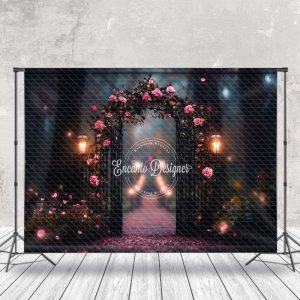 Blurry Forest Floral Arch Light Wedding Backdrop - Aperturee