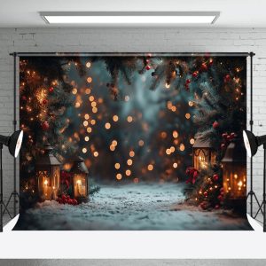 Blurry Light Glitter Snowy Path Christmas Backdrop - Aperturee