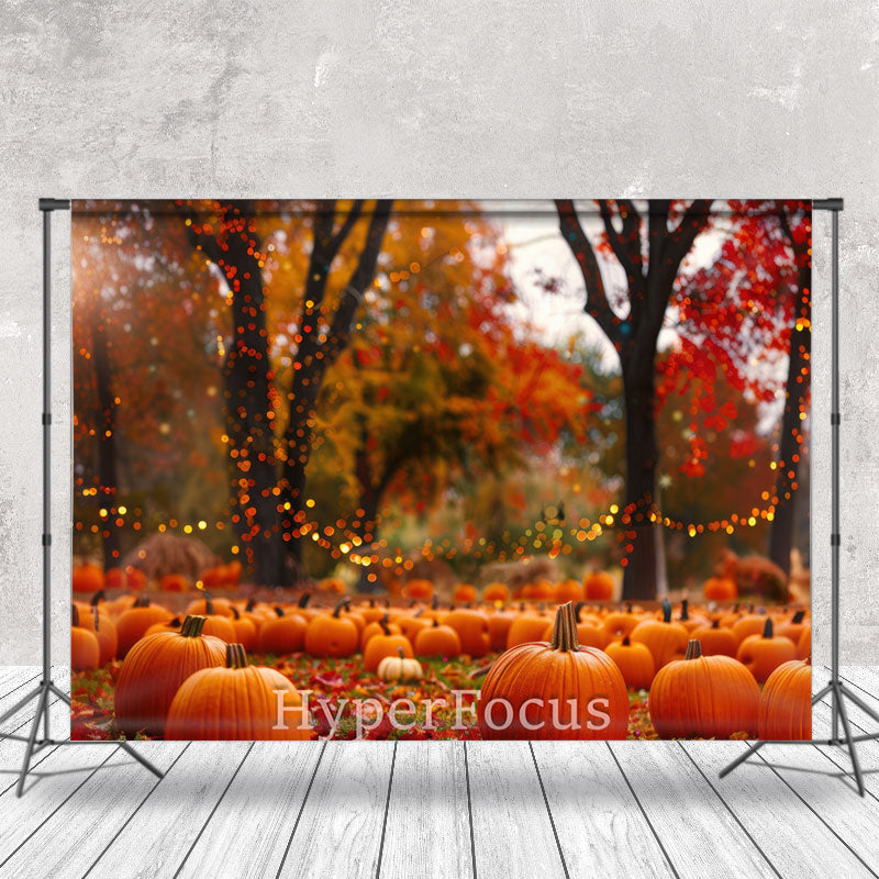 Blurry Maple Grove Pumpkins Autumn Photo Backdrop - Aperturee