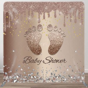 Brown Footprint Fabric Backdrop Cover for Baby Shower - Aperturee