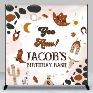 Brown Pattern Cowboy Custom Name Birthday Backdrop - Aperturee
