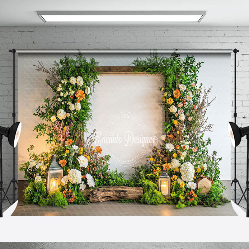 Candlelight Spring Greenery Floral Wedding Backdrop - Aperturee