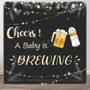 Cheers A Baby Is Brewing Fabric Backdrop Cover for Baby Shower - Aperturee