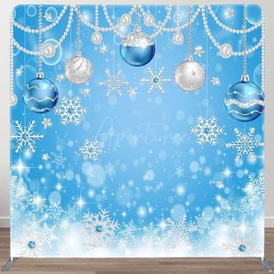 Christmas Ball Pearl Bokeh Snowflake Pillow Case Backdrop - Aperturee
