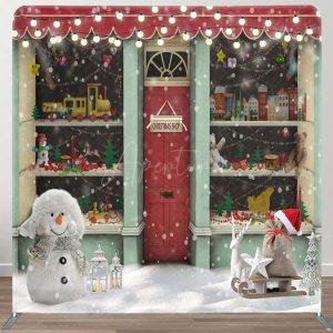 Christmas Shop Glitter Snowman Square Arch Backdrop - Aperturee