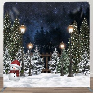 Christmas Snowy Night Double-Sided Square Backdrop - Aperturee