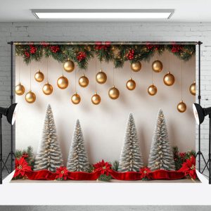 Christmas Tree Gold Balls Xmas Photography Backdrop - Aperturee