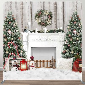 Christmas Tree Wreath Snowman Pillow Case Backdrop - Aperturee