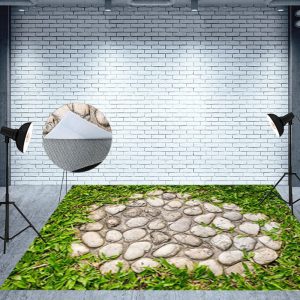 Cobblestone Road Natural Plant Leaves Floor Mat - Aperturee