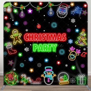 Color Neon Snowflake Xmas Party Pillow Case Backdrop - Aperturee