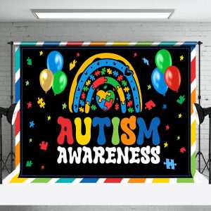 Colorful Balloon Puzzle Autism Awareness Backdrop - Aperturee