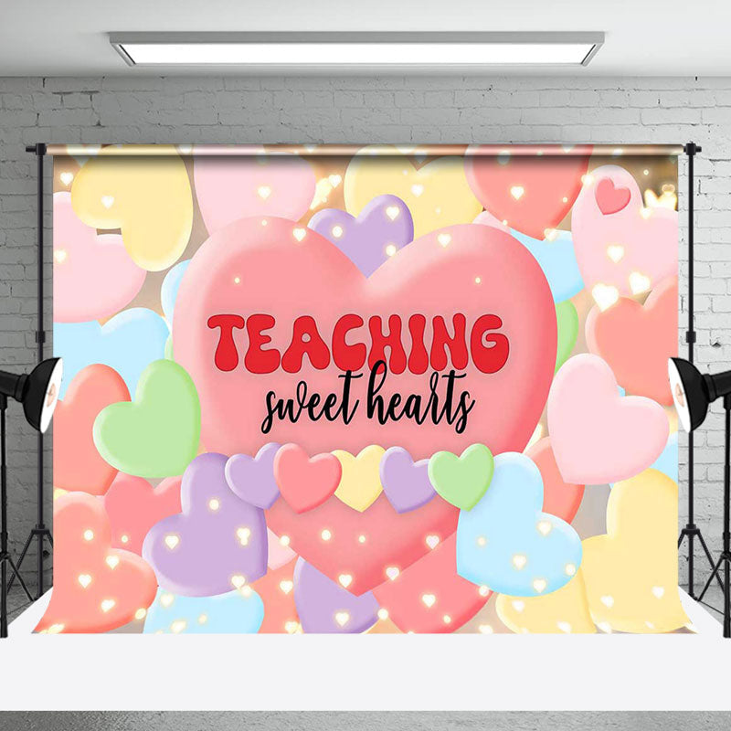 Colorful Balloons Teaching Sweet Hearts Backdrop - Aperturee