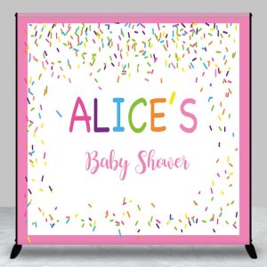 Colorful Candy Pink Custom Name Baby Shower Backdrop - Aperturee
