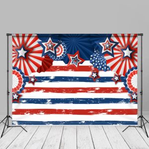 Colorful Flag Blue Red Stripe Independence Day Backdrop - Aperturee