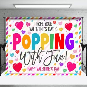 Colorful Hearts Popping Fun Valentines Day Backdrop - Aperturee