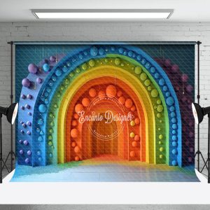 Colorful Rainbow Arch Door Cake Smash Photo Backdrop - Aperturee