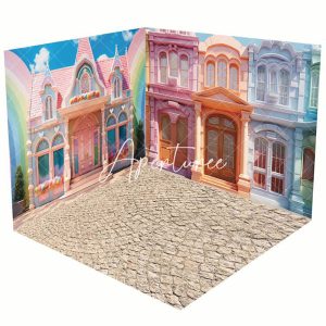 Colorful Rainbow Architecture Room Set Backdrop - Aperturee