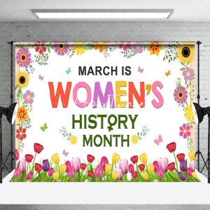 Colorful Tulip Floral Womens History Month Backdrop - Aperturee