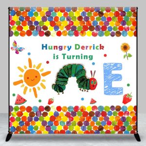 Custom Colorful Caterpillar One Birthday Backdrop - Aperturee