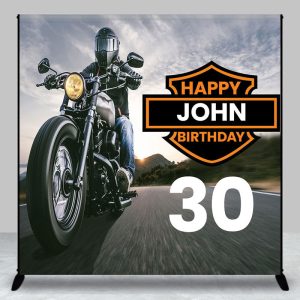 Custom Name Road Motorcycle 30th Birthday Backdrop - Aperturee