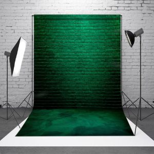 Dark Green Retro Bricks Wall Photography Backdrop - Aperturee