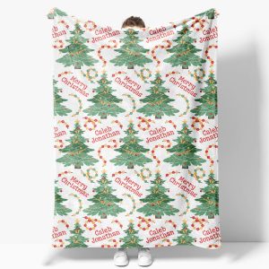 Dense Christmas Trees Personalized Name Blanket - Aperturee