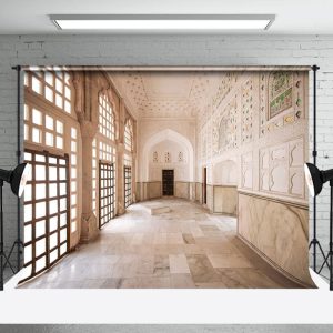Elegant Marble Hall With Arched Windows Backdrop - Aperturee