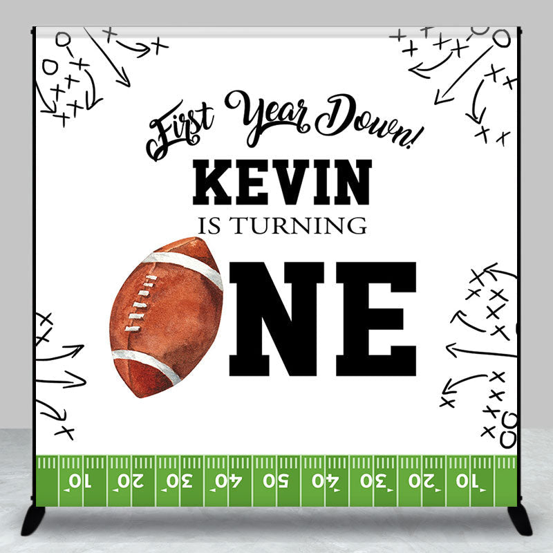 First Year Down Rugby Field Custom Name Backdrop - Aperturee