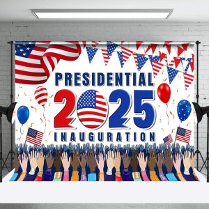 Flag Cheers Presidential 2025 Inauguration Backdrop - Aperturee