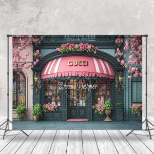 Floral Gucci Luxury Store Architecture Photo Backdrop - Aperturee