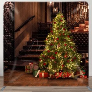 Glitter Christmas Tree Stairs Pillow Case Backdrop - Aperturee