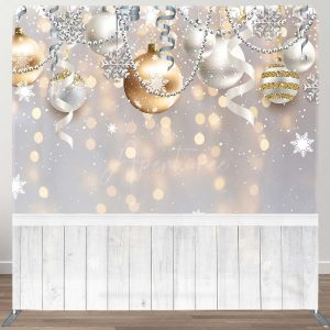 Gold Silver Ball Snowflake Square Arch Fabric Backdrop - Aperturee