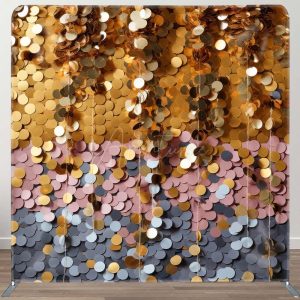 Golden Pink Sequins Double-Sided Square Backdrop - Aperturee
