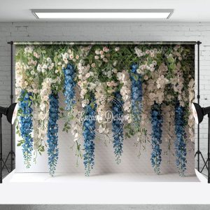 Greenery White Blue Floral Photography Backdrop - Aperturee