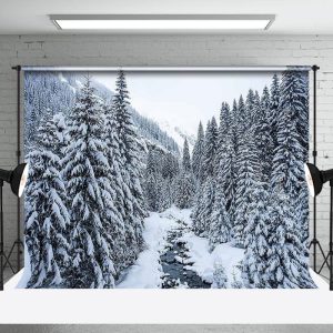 Heavy Snowy Forest Mountain Winter Photo Backdrop - Aperturee