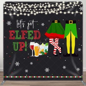 Lets Get Elfed Up Pillow Cover Christmas Backdrop - Aperturee