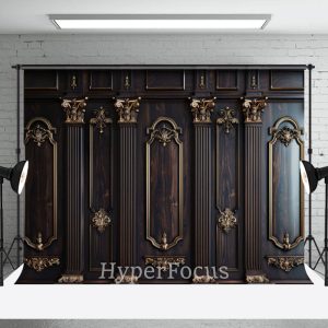 Luxury Dark Brown Gold Retro Wall Photo Backdrop - Aperturee