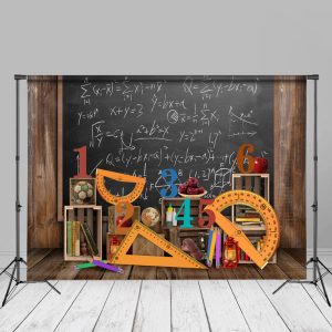 Math Formula Blackboard Rulers Back To School Backdrop - Aperturee