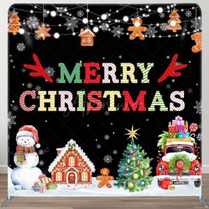 Merry Christmas Gingerbread Tension Fabric Backdrop - Aperturee