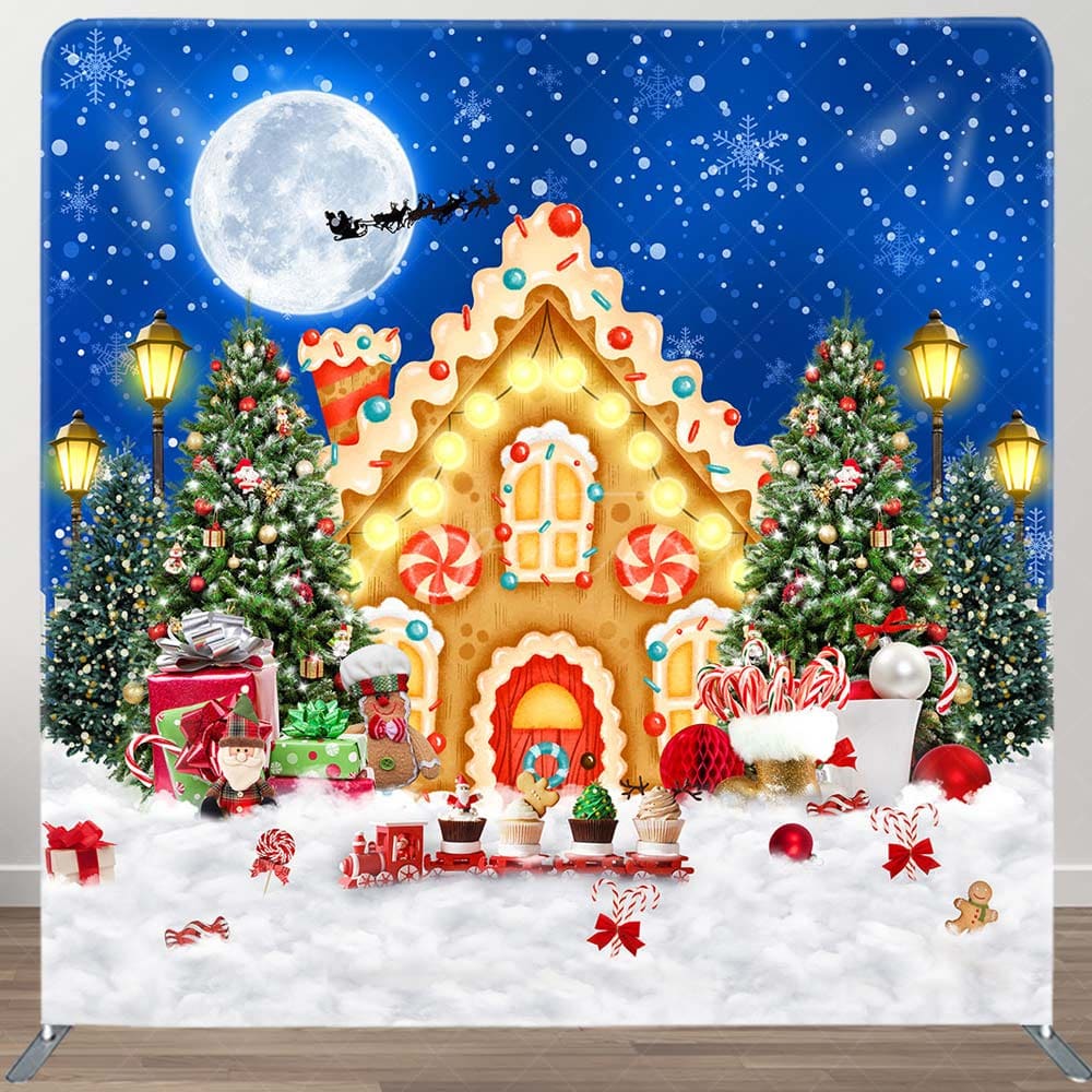 Moon Christmas Night Tree Square Arch Fabric Backdrop - Aperturee