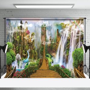 Mountain Stream Rainbow Landscape Photo Backdrop - Aperturee
