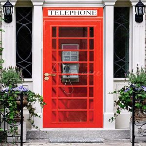 Old British Red Telephone Booth Party Door Cover - Aperturee